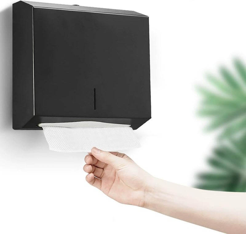 TOBEFORT Comercial Paper Towel Dispenser Wall Mount, Stainless Steel Hand Towel Dispenser with Lock, Trifold/C Fold Paper Towel Holder for Bathroom Kitchen Office Public Places, Large Capacity Tissue Holder - Image 4